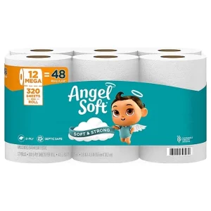 Angel Soft 2 Ply Mega Rolls Unscented Mega Rolls Bathroom Tissue 12 Ea