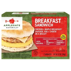 Applegate Naturals Egg & Cheese On A Biscuit Chicken & Maple Breakfast Sausage Breakfast Sandwich 2 Ea
