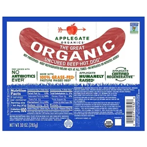 Applegate Naturals Organic Uncured Beef Hot Dog 10 Oz