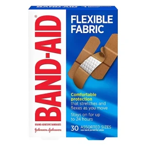 Band Aid Bandages, Adhesive, Flexible Fabric, Assorted Sizes 30 Ea