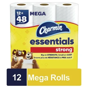 Charmin Essentials Strong Toilet Paper 12 Mega Rolls 12 Ct