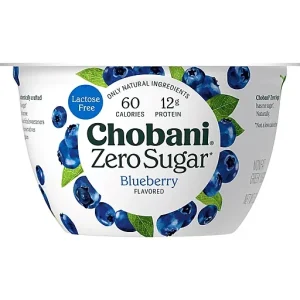 Chobani Yogurt, Greek, Nonfat, Zero Sugar, Blueberry 5.3 Oz