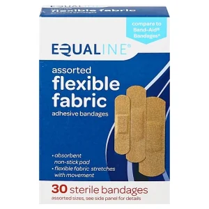Equaline Adhesive Bandages, Flexible Fabric, Assorted Sizes 30 Ea