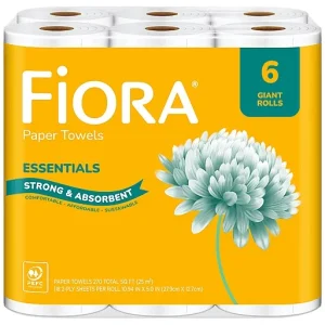 Fiora Essentials Strong & Absorbent Giant Rolls Paper Towels 6 Ea