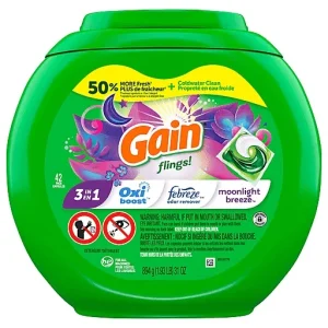 Gain Detergent, Moonlight Breeze, 3 In 1, Pacs Capsules 42 Ea