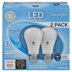 Ge Light Bulbs, Led, Daylight, 10 Watts, 2 Pack 2 Ea