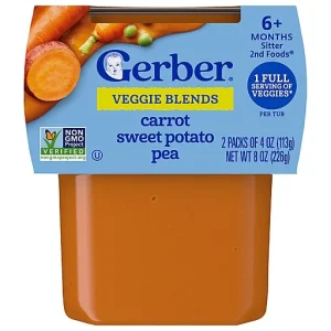 Gerber Sitter 2nd Foods (6+ Months) Veggie Blends Carrot Sweet Potato Pea 2 Ea
