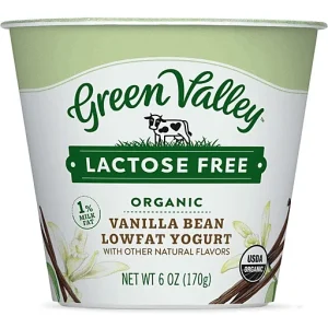 Green Valley Yogurt, Lowfat, Organic, Lactose Free, Vanilla 6 Oz
