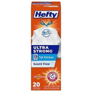 Hefty 13 Gallon Scent Free Tall Kitchen Drawstring Bags 20 Ea
