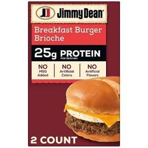 Jimmy Dean Breakfast Burger Brioche Fully Cooked Frozen Sandwiches 2 Ct