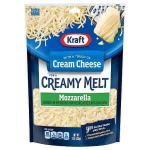 Kraft With A Touch Of Cream Cheese For Creamy Melt Mozzarella Shredded Cheese 8 Oz