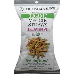 The Daily Crave Veggie Straws, Organic, Himalayan Pink Salt 4.5 Oz