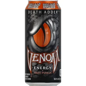 Venom Energy Drink, Death Adder, Fruit Punch Flavored 16 Oz