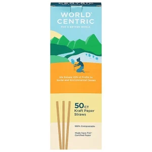World Centric Kraft Paper Straws 50 Count Box