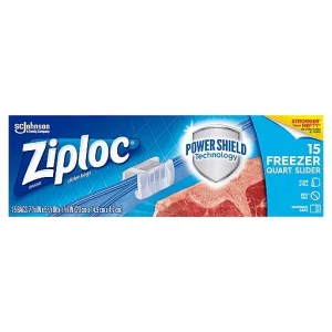 Ziploc Slider Bags, Freezer, Quart 15 Ea